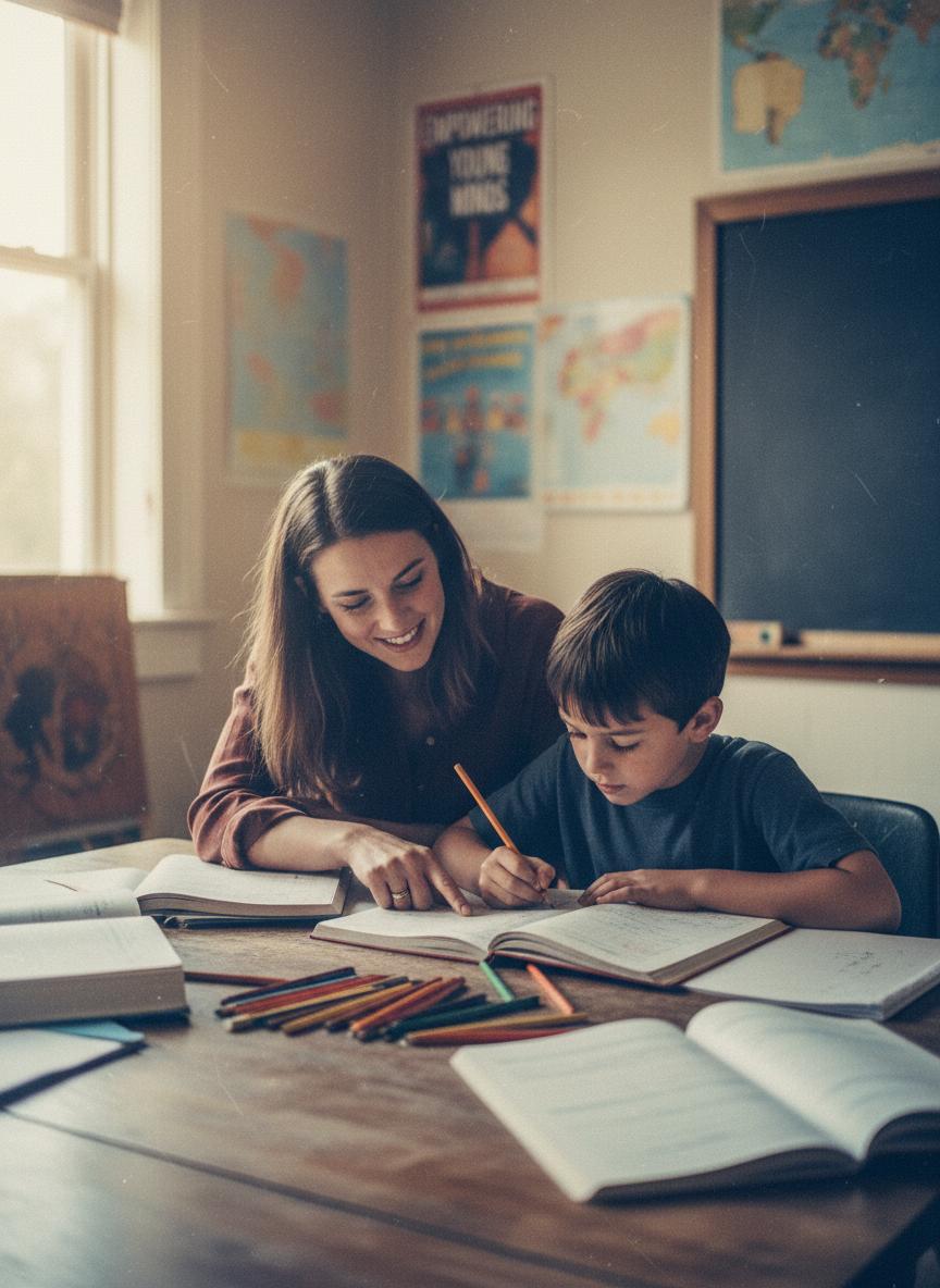 Volunteer mentoring child